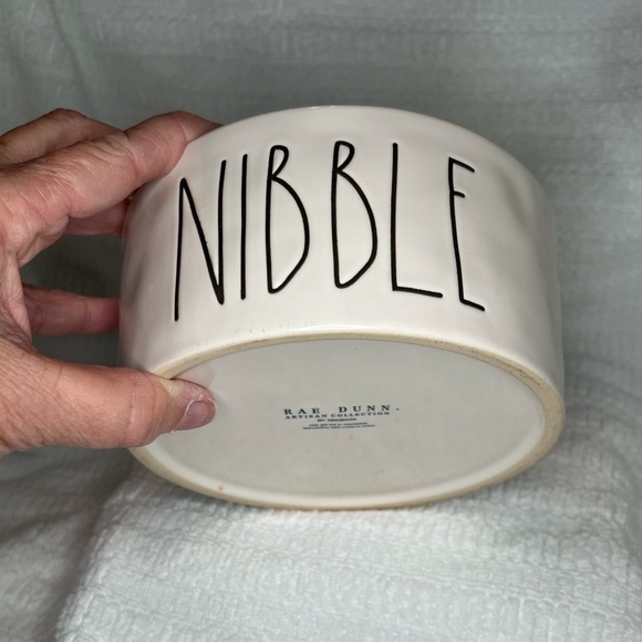 Rae Dunn 6" NIBBLE ceramic pet food bowl - Picture 5 of 5